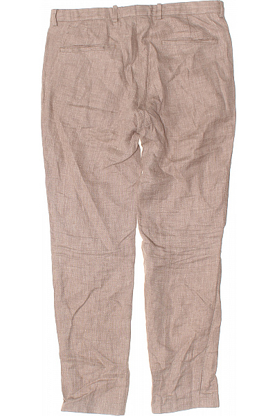 CLUB of GENTS Pánské lněné kalhoty volnočasové béžové rovné s kapsami Vel. 48 | CLUB of GENTS | obrázek 3