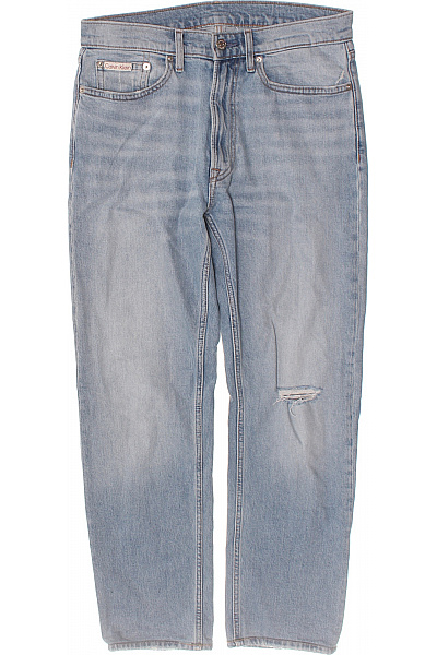 Calvin Klein Pánské Džíny Modré Rovné S Dírami Vintage Vel. 46