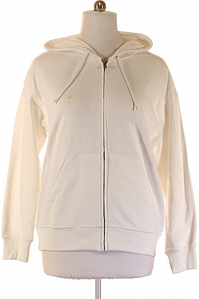 Pánská Bavlněná Mikina S Kapucí A Dlouhým Rukávem Na Zip Bílá Velikost Xl