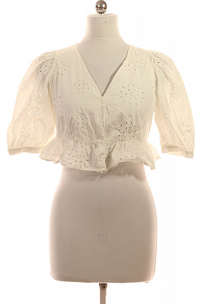 ZARA Bílá halenka s krátkým rukávem a výstřihem do V, crop, madeirová, vyšívaná, letní, boho Vel. EU M | ZARA | obrázek 2