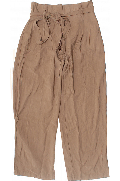Dámské hnědé široké kalhoty s páskem a mašlí volnočasové Vel. 40 | Unimoda | obrázek 2
