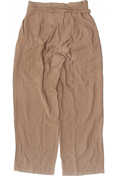 Dámské hnědé široké kalhoty s páskem a mašlí volnočasové Vel. 40 | Unimoda | obrázek 3