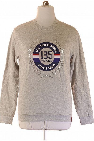U.S.POLO ASSN. Pánská Mikina S Dlouhým Rukávem A Potiskem Přes Hlavu šedá Velikost XL