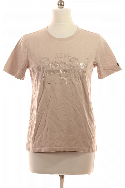 SUPERDRY Dámské Tričko S Krátkým Rukávem A Potiskem Růžové Velikost 38