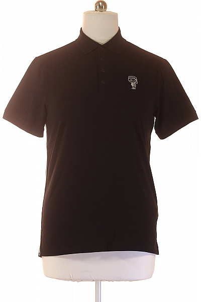 Karl Lagerfeld Pánské Bavlněné Polo Tričko S Krátkým Rukávem A Výšivkou černé Vel. M