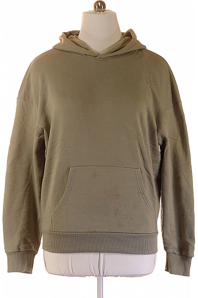 Pánská Bavlněná Mikina S Kapucí A Klokaní Kapsou Khaki Velikost S