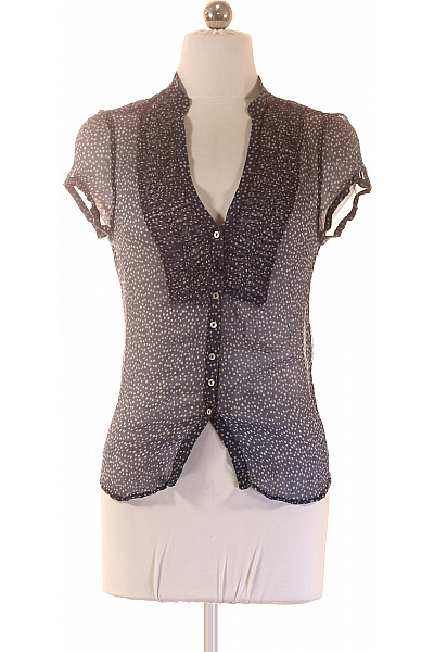 ZARA Dámská Halenka S Krátkým Rukávem A Potiskem Modrá Vel. EU M