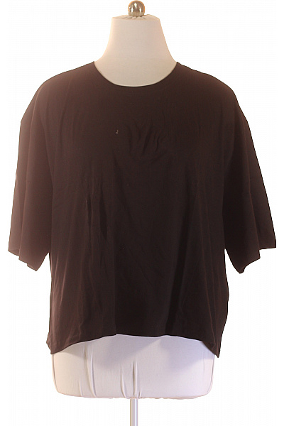 ZIZZI Dámské Tričko Krátký Rukáv černé Bavlna Basic Oversize Crop Top Velikost EU XL