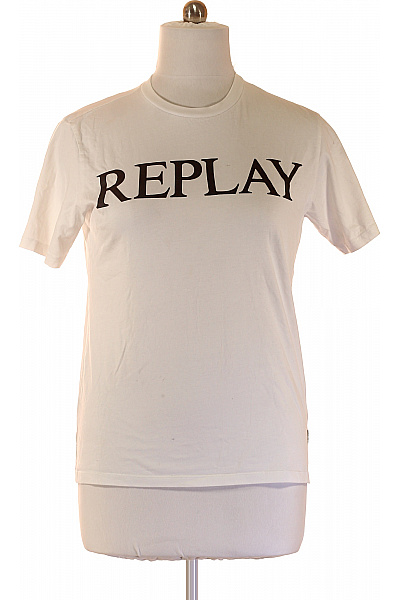 REPLAY Tričko S Krátkým Rukávem A Potiskem Replay Bílé Bavlněné Basic Velikost XL