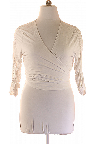 Yest Dámské Zavinovací Tričko S Dlouhým Rukávem Bílé Vel. 3XL