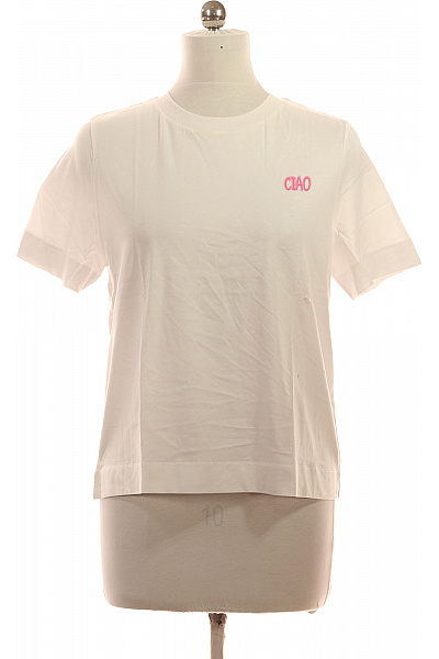 RICH&ROYAL Dámské Tričko S Krátkým Rukávem A Nápisem Bílé Bavlněné Basic Velikost EU M