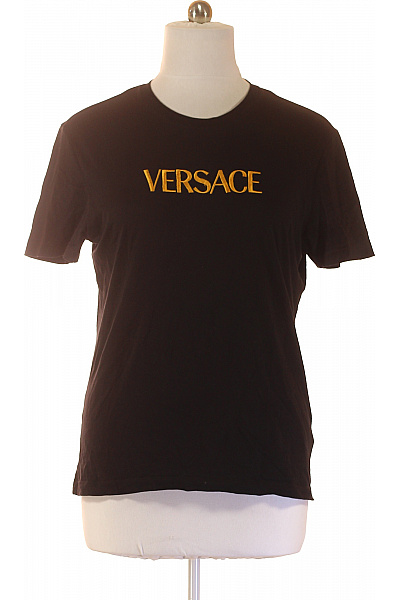 VERSACE Tričko s krátkým rukávem a nápisem basic černé bavlna Velikost l | VERSACE | obrázek 2