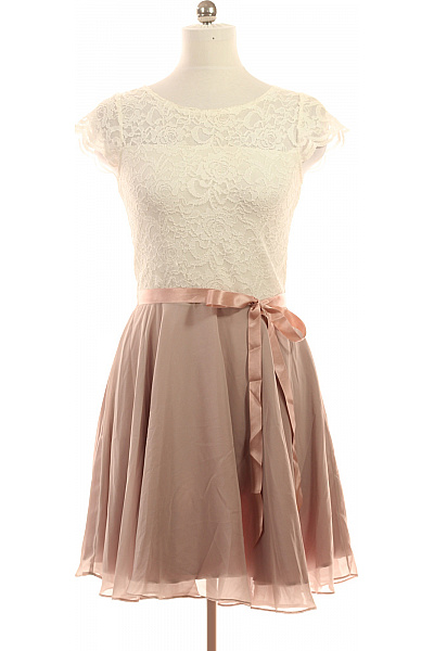 Swing Dámské Krajkové šaty S Krátkým Rukávem A Páskem Růžové Velikost DE 38