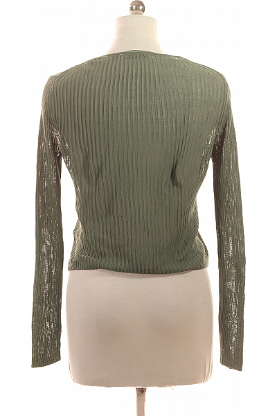 MANGO Dámský zelený žebrovaný ažurový kardigan s dlouhým rukávem Velikost EU M | MANGO | obrázek 2