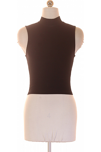 Dámské černé Tričko Bez Rukávů Se Stojáčkem Basic Crop Top Velikost 36