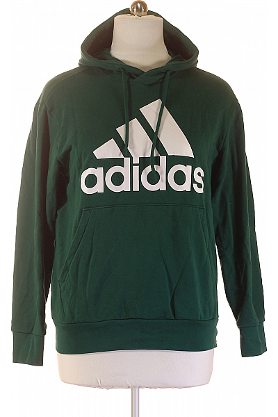 ADIDAS pánská bavlněná mikina s kapucí a potiskem přes hlavu zelená Vel. l | ADIDAS | obrázek 2