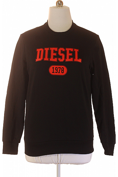 DIESEL pánská bavlněná mikina s dlouhým rukávem a potiskem přes hlavu černá Velikost L | DIESEL | obrázek 2
