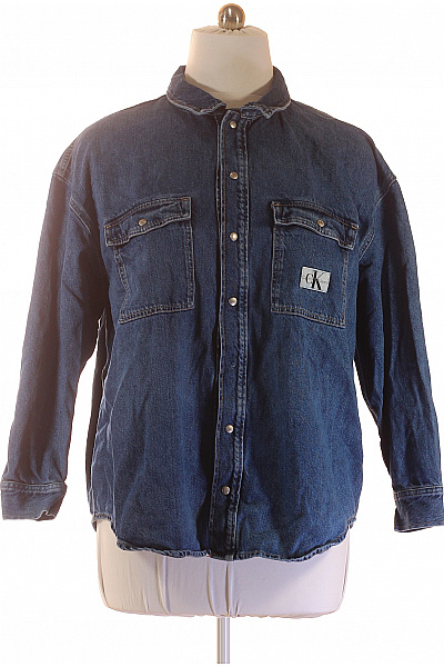 Calvin Klein Dámská Modrá Denimová Košile S Kapsami Vel. EU XXL