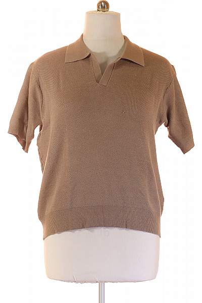 Pánské Tričko S Krátkým Rukávem A Límečkem Béžové Viskózové Vel. Xl