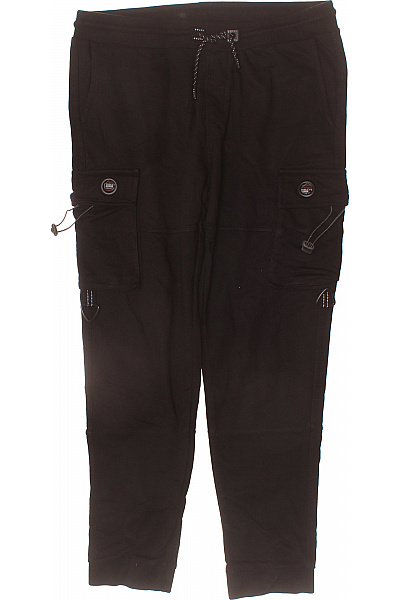 Sublevel Pánské Bavlněné Cargo Tepláky černé Volnočasové S Kapsami Vel. XL