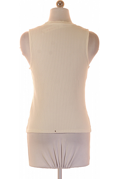 Dámské tričko bez rukávů béžové žebrované basic Vel. EU 42 | Unimoda | obrázek 2