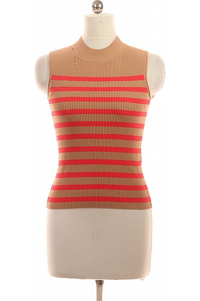 COMMA Dámská Béžová Pruhovaná Pletená Vesta Bez Rukávů Velikost EU 36