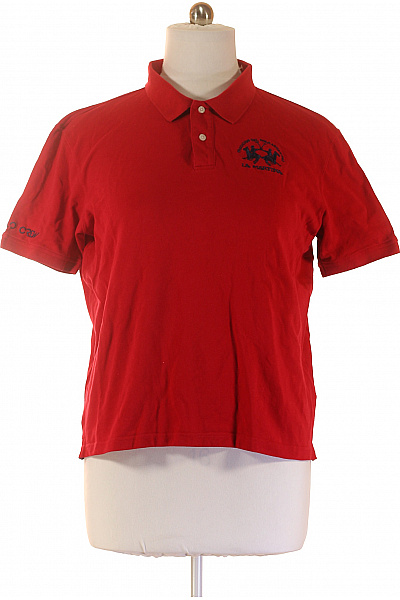 La Martina Pánské červené polo tričko s krátkým rukávem a potiskem Velikost xxl | La Martina | obrázek 2