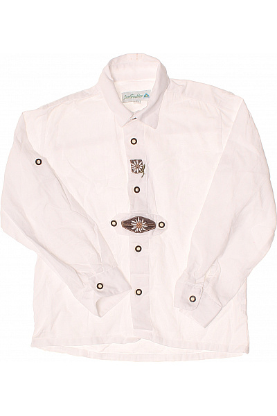 Trachten Deiser Dětská Bavlněná Košile Bílá S Výšivkou Velikost 128 Cm