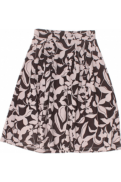 Dámská Midi Sukně Květinová S Potiskem Hnědá Velikost 34