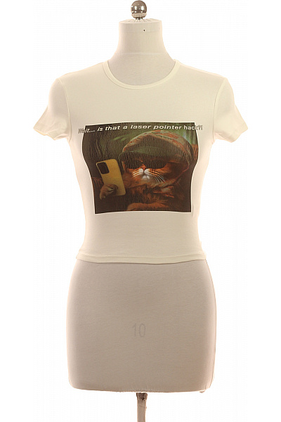 Bershka Dámské tričko s krátkým rukávem a potiskem kočky s nápisem Velikost M | Bershka | obrázek 2