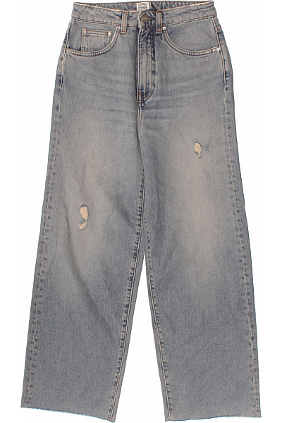Dámské Džíny Modré Volné Se širokými Nohavicemi Děravé Vintage Velikost 25/32