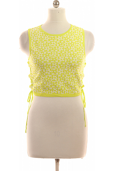 dámské žluté tričko bez rukávů květinový vzor crop top Vel. 40 | Unimoda | obrázek 2