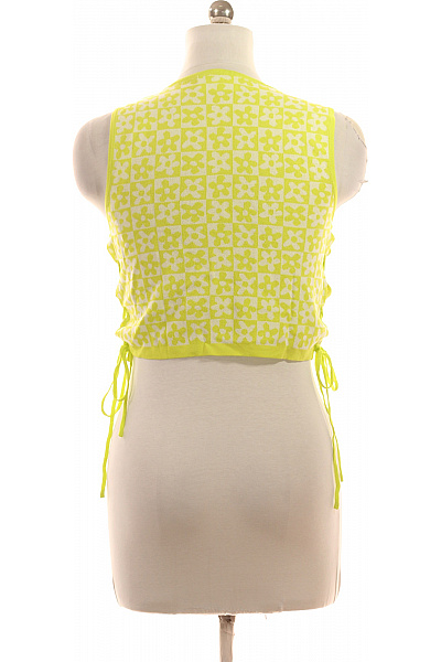 dámské žluté tričko bez rukávů květinový vzor crop top Vel. 40 | Unimoda | obrázek 3