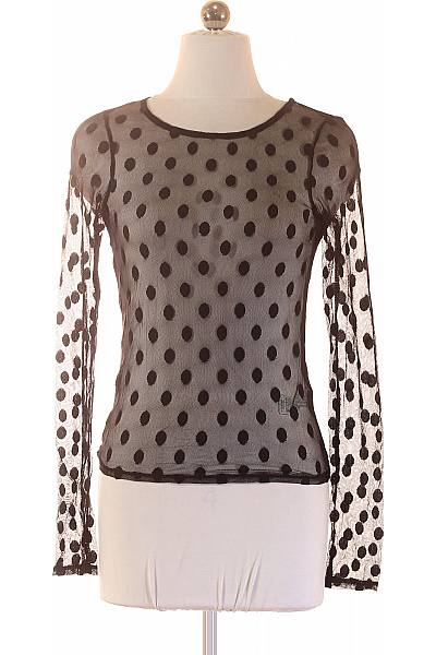 ZARA Dámská černá síťovaná halenka s dlouhým rukávem a puntíky Velikost S | ZARA | obrázek 2