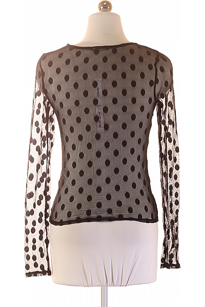 ZARA Dámská černá síťovaná halenka s dlouhým rukávem a puntíky Velikost S | ZARA | obrázek 3