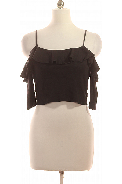 ZARA Dámské černé tričko crop top s odhalenými rameny volánové krátký rukáv Vel. M | ZARA | obrázek 2
