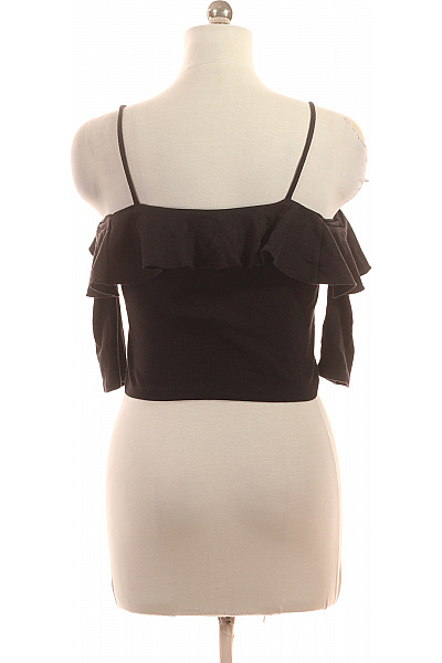 ZARA Dámské černé tričko crop top s odhalenými rameny volánové krátký rukáv Vel. M | ZARA | obrázek 3