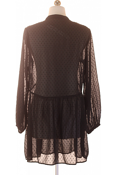 STRADIVARIUS Dámská černá průhledná puntíkovaná košile s dlouhým rukávem Vel. S | STRADIVARIUS | obrázek 3