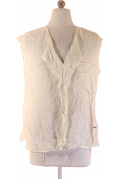 MANGO Bílá viskózová halenka bez rukávů s výstřihem do V elegantní letní Velikost S | MANGO | obrázek 2