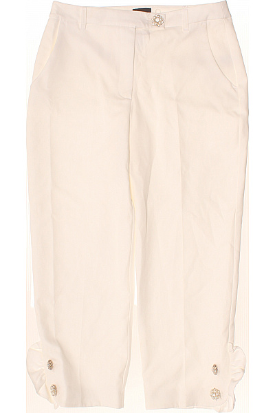 River Island Béžové Elegantní Tříčtvrteční Kalhoty S Ozdobnými Knoflíky Velikost 12
