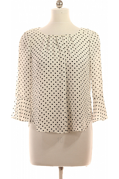 Dámská Halenka S Dlouhým Rukávem Puntíkovaná Bílá Vel. 42