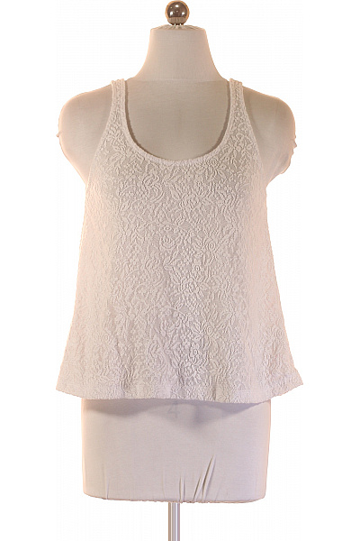 CUBUS Dámská Krajková Halenka Bez Rukávů Bílá Letní Velikost XS