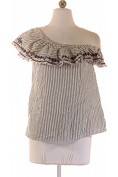 HM  Dámská Halenka S Krátkým Rukávem Pruhovaná Na Jedno Rameno Boho Velikost 34