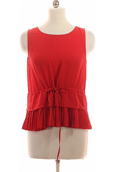 dámská červená halenka bez rukávů s mašlí a volánky Vel. 40 | Unimoda | obrázek 2