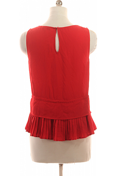 dámská červená halenka bez rukávů s mašlí a volánky Vel. 40 | Unimoda | obrázek 3