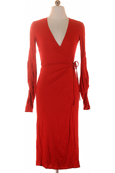 DAGMAR Dámské červené Zavinovací šaty S Dlouhým Rukávem Vel. 34