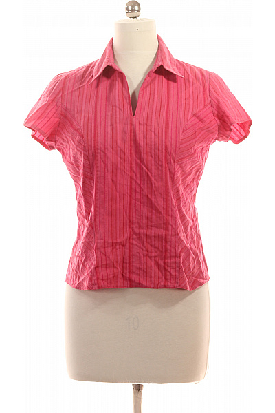 Marks & Spencer růžová pruhovaná halenka s krátkým rukávem a límečkem Velikost EU M | Marks & Spencer | obrázek 2