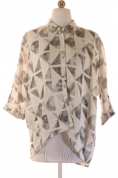 River Island Dámská Košile S Krátkým Rukávem Vzorovaná Asymetrická Ležérní Velikost EU 32