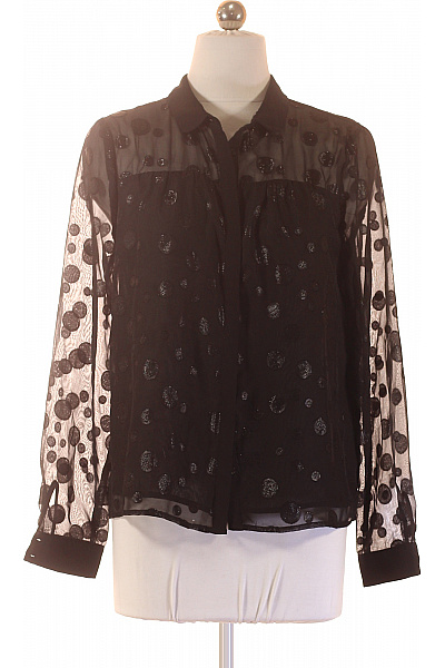 Dámská černá průhledná puntíkovaná košile s dlouhým rukávem Velikost 36 | Unimoda | obrázek 2