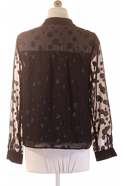 Dámská černá průhledná puntíkovaná košile s dlouhým rukávem Velikost 36 | Unimoda | obrázek 3